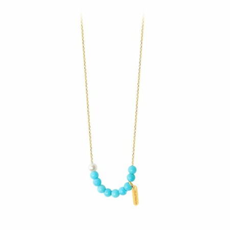 Collier Claverin Mini Rosary en or jaune et perle turquoise