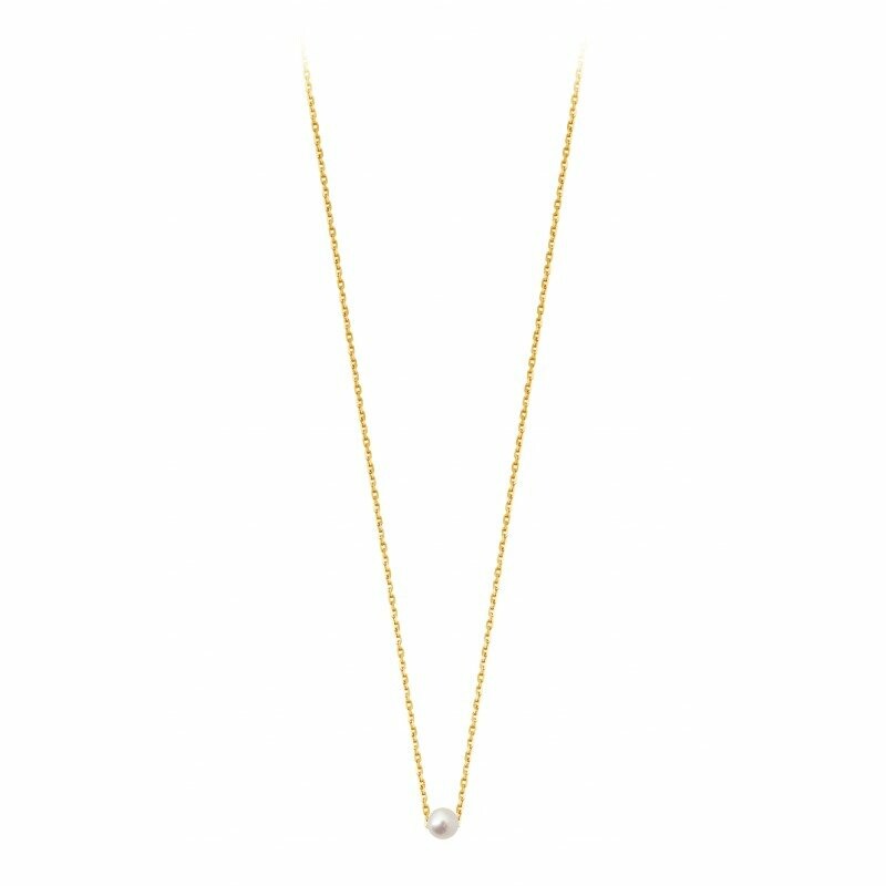 Collier Claverin Mini Simply Mini en or jaune et perle blanche