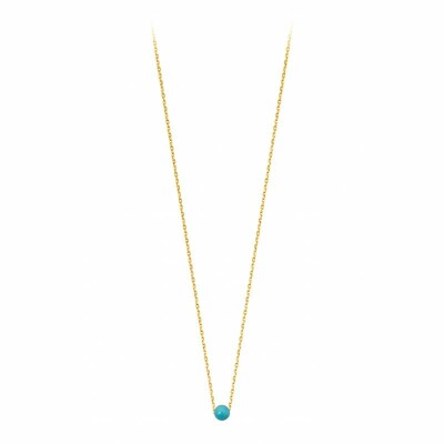 Collier Claverin Mini Simply Mini en or jaune et perle turquoise