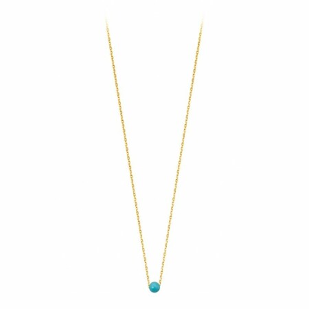 Collier Claverin Mini Simply Mini en or jaune et perle turquoise