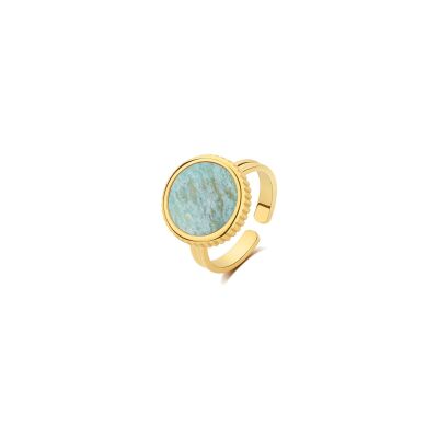 Bague Pixies en acier doré et amazonite