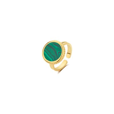 Bague Pixies en acier doré et malachite
