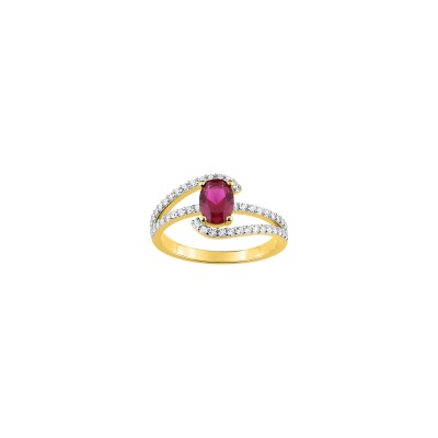 Bague en plaqué or et oxyde de zirconium