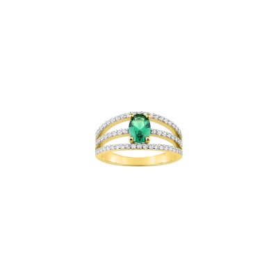 Bague en plaqué or et oxyde de zirconium