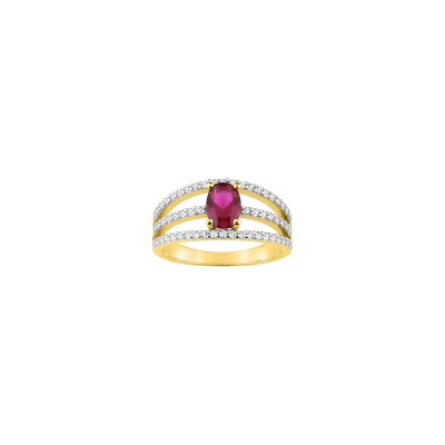 Bague en plaqué or et oxyde de zirconium
