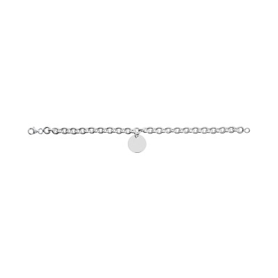 Bracelet à graver avec breloque jeton en argent