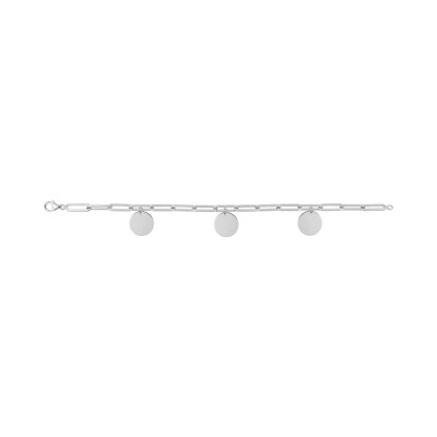 Bracelet à graver avec breloque 3 jetons en argent rhodié