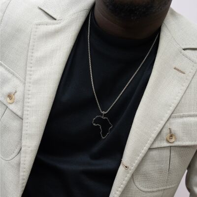 Collier Origine en argent, titane serti de diamants noirs