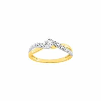 Bague en or jaune, or blanc et diamants 0.076ct