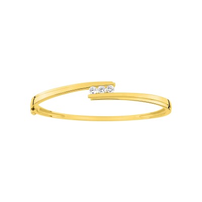 Bracelet Jonc en plaqué or et oxyde de zirconium