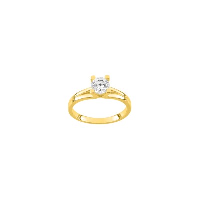 Bague en plaqué or et oxyde de zirconium