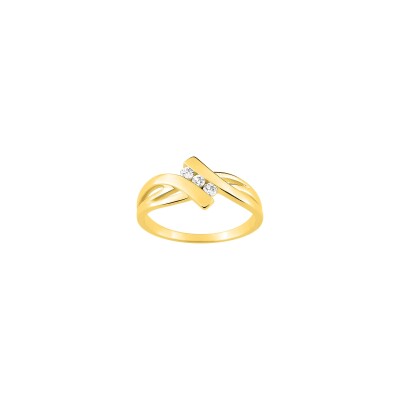 Bague en plaqué or et oxyde de zirconium