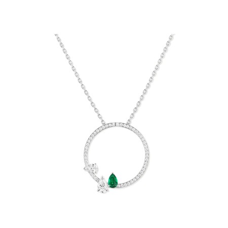 Collier Repossi Serti Sur Vide en or blanc, diamants et émeraude