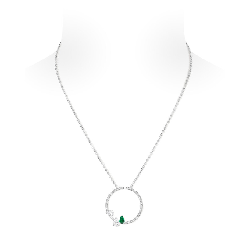 Repossi Serti Sur Vide necklace, white gold, diamonds, emerald