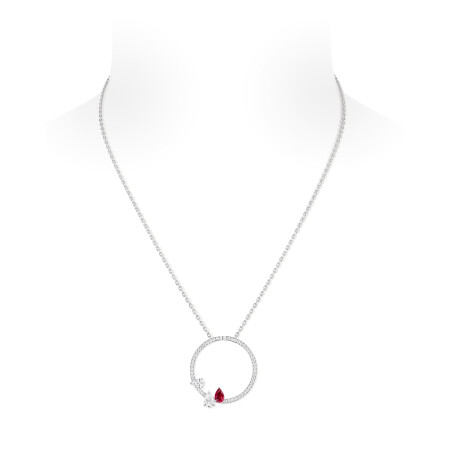 Collier Repossi Serti Sur Vide en or blanc, diamants et rubis