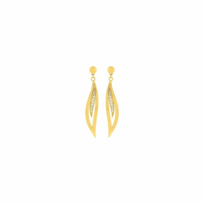 Boucles d'oreilles pendantes en plaqué or et oxydes de zirconium