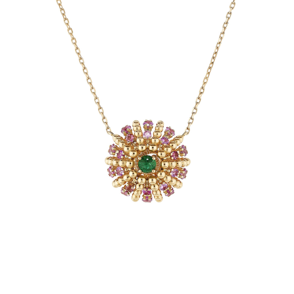 Barth Monte-Carlo Oursin pendant, rose gold, pink sapphire and emerald