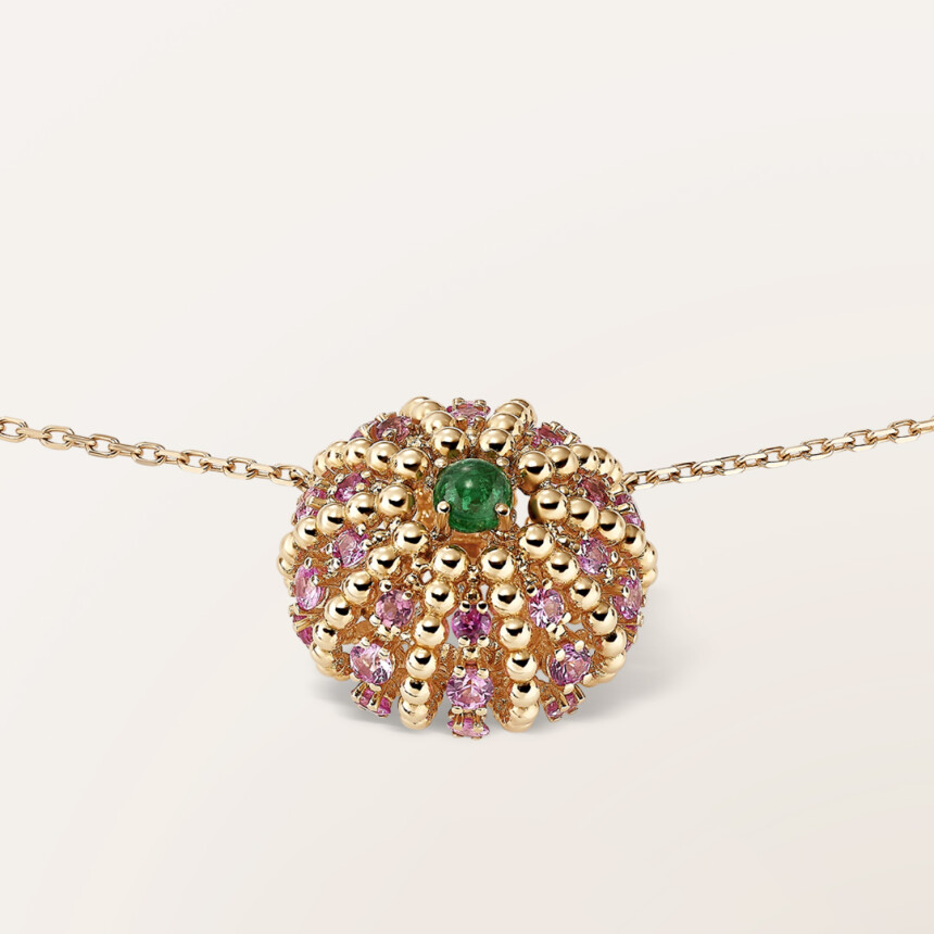 Barth Monte-Carlo Oursin pendant, rose gold, pink sapphire and emerald