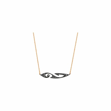 Akillis Tattoo pendant with chain, rose gold, black DLC, black diamond pave