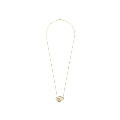 Collier Akillis Talisman Protection en or jaune, nacre et diamants