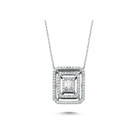 Pendentif Isabelle Barrier Entourage en or blanc et diamants