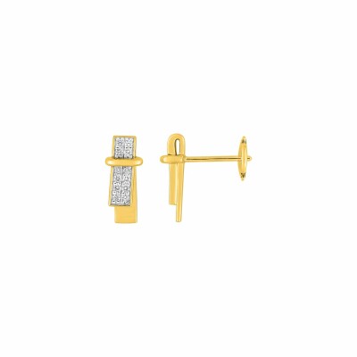 Boucles d'oreilles Guy Laroche en plaqué or jaune et oxydes de zirconium