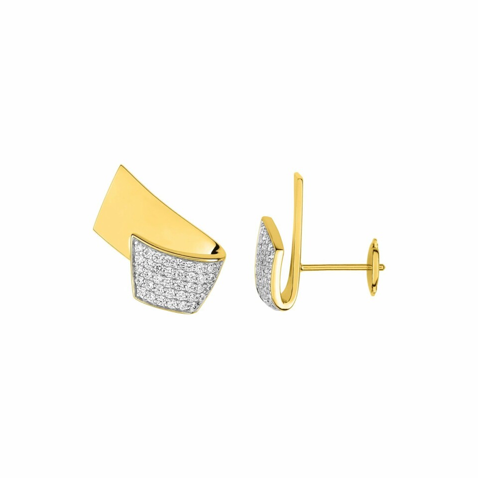 Boucles d'oreilles Guy Laroche en plaqué or jaune et oxydes de zirconium