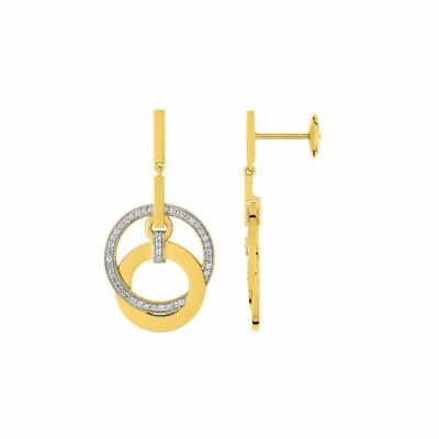 Boucles d'oreilles Guy Laroche en plaqué or jaune et oxydes de zirconium