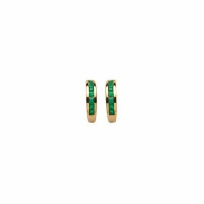 Boucles d'oreilles Gringoire Joaillerie en or jaune et émeraudes de 0.29ct