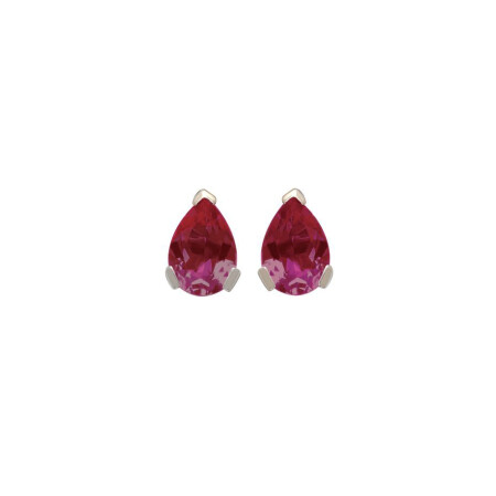 Boucles d'oreilles Gringoire joaillerie en or jaune et rubis