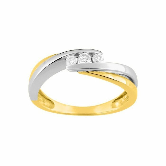 Bague en or blanc, or jaune et diamants de 0.15ct