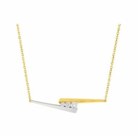 Collier en or jaune, or blanc et diamants de 0.17ct