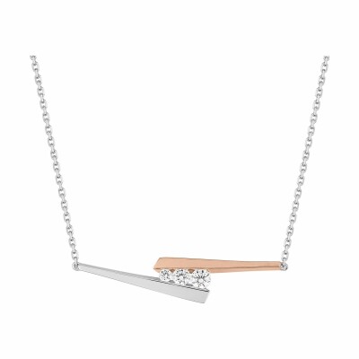 Collier en or blanc, or rose et diamants de 0.17ct