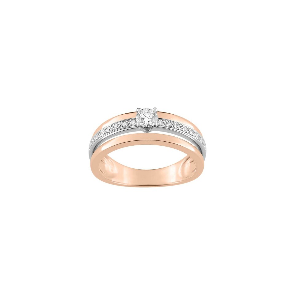 Bague en or rose et or blanc et diamant, 0.29ct