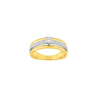 Bague en or jaune, or blanc et diamant, 0.11ct