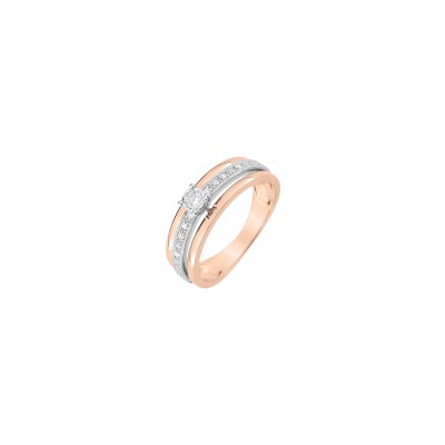 Bague en or blanc, or rose et diamants
