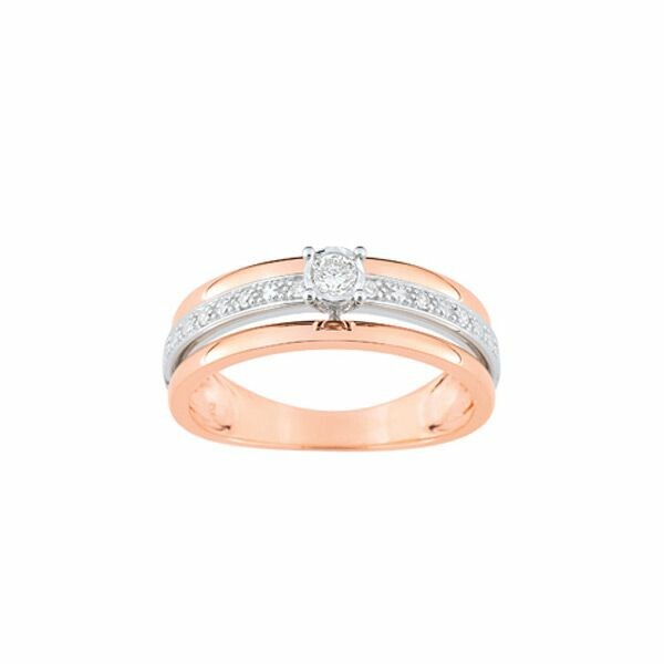 Bague en or blanc, or rose et diamants