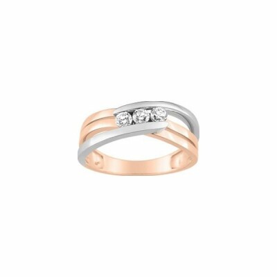 Bague en or blanc, or rose et diamants de 0.24ct