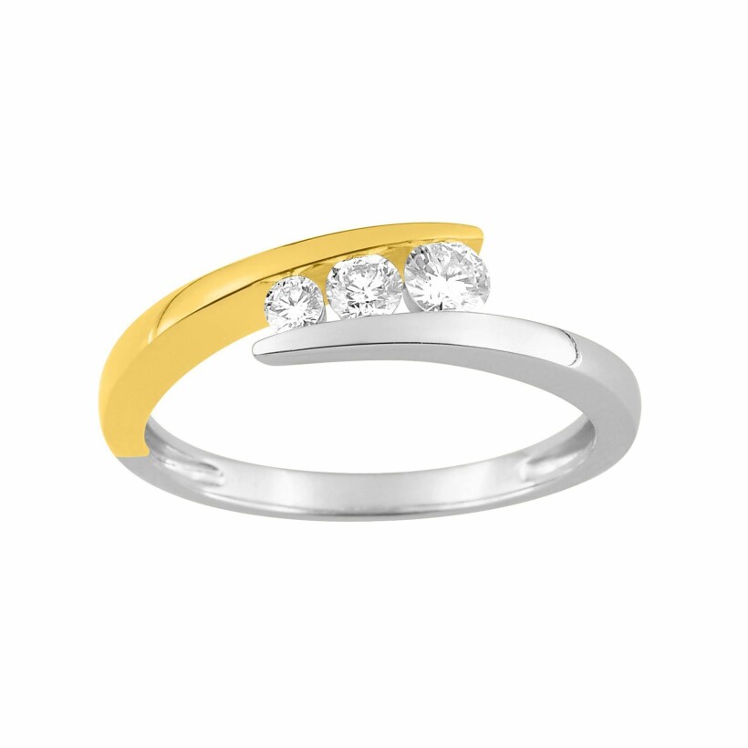 Bague en or blanc, or jaune et diamants de 0.27ct