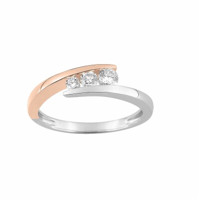 Bague en or blanc, or rose et diamants de 0.27ct