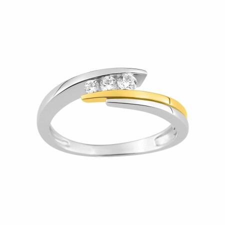 Bague en or blanc, or jaune et diamants de 0.16ct