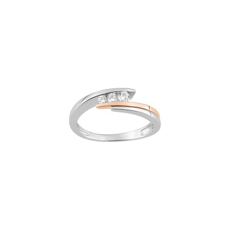 Bague en or rose et or blanc et diamant, 0.16ct