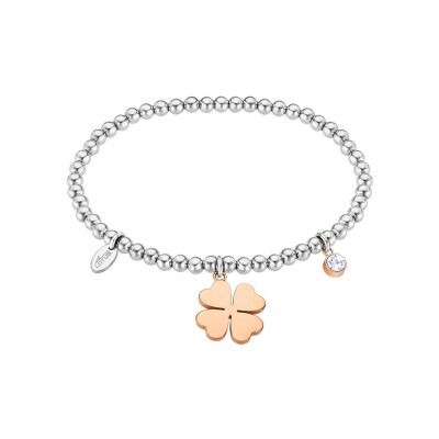 Bracelet Lotus Millennial en acier et métal doré rose