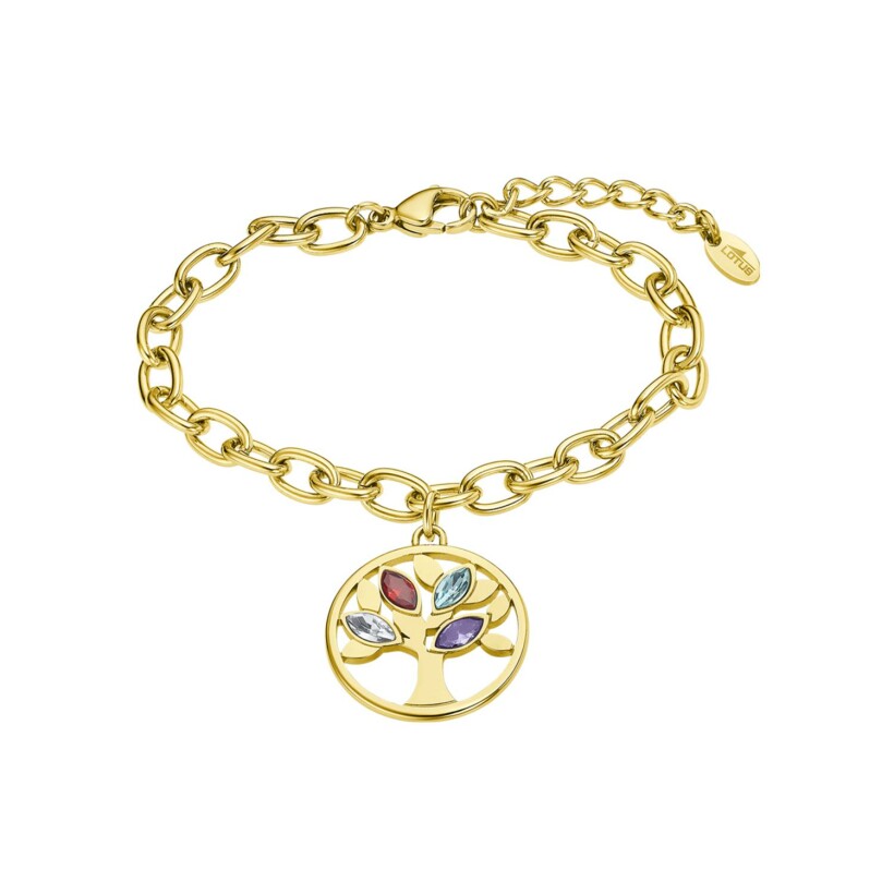 Bracelet Lotus Rainbow en métal doré et oxydes de zirconium