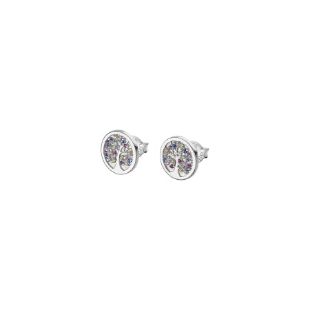 Boucles d'oreilles Lotus Rainbow en argent et oxydes de zirconium