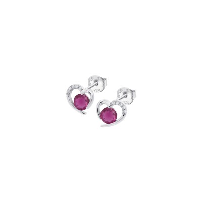 Boucles d'oreilles Lotus Moments coeur en argent