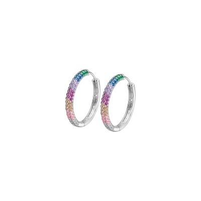 Boucles d'oreilles Lotus Rainbow en argent et oxydes de zirconium