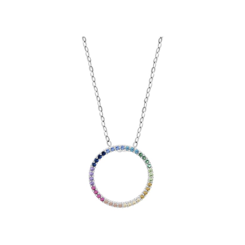 Collier Lotus Rainbow en argent et oxydes de zirconium