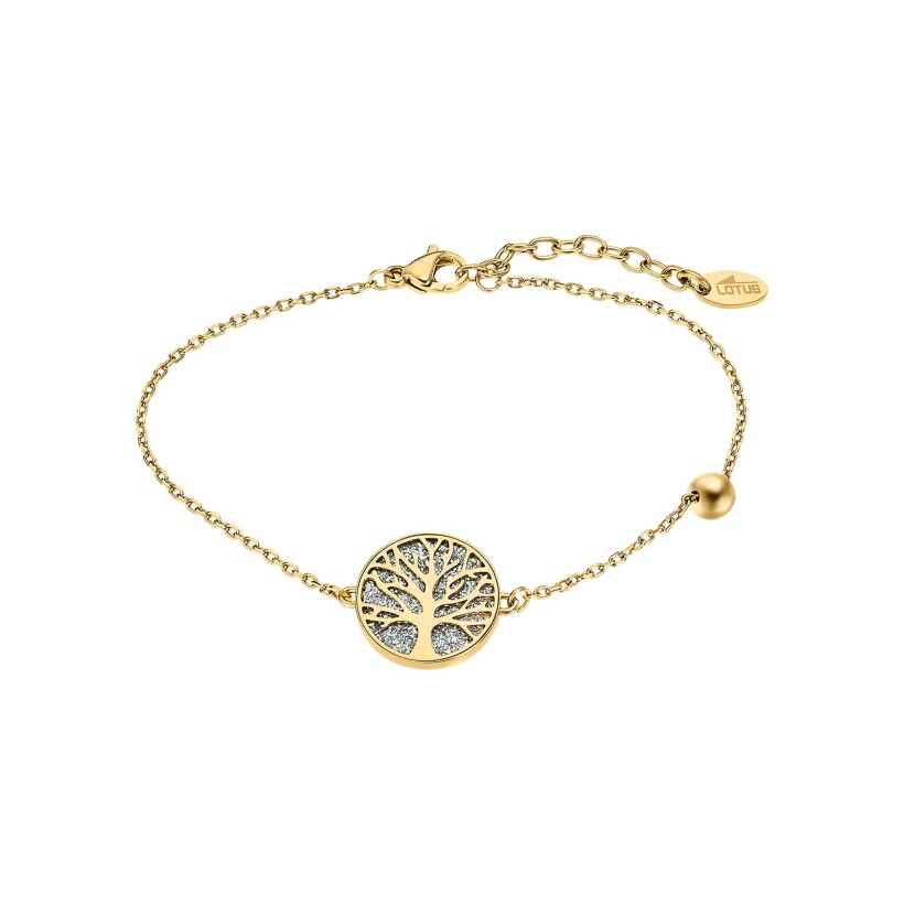 Bracelet Lotus Tree Of Life en acier doré