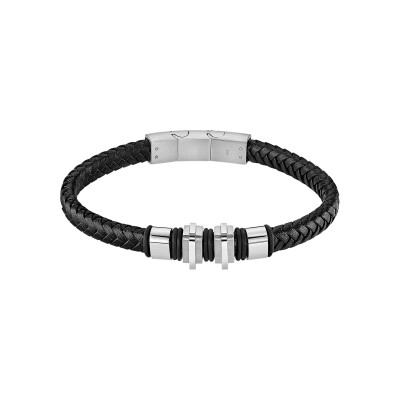 Bracelet Lotus Men Basic en acier et cuir